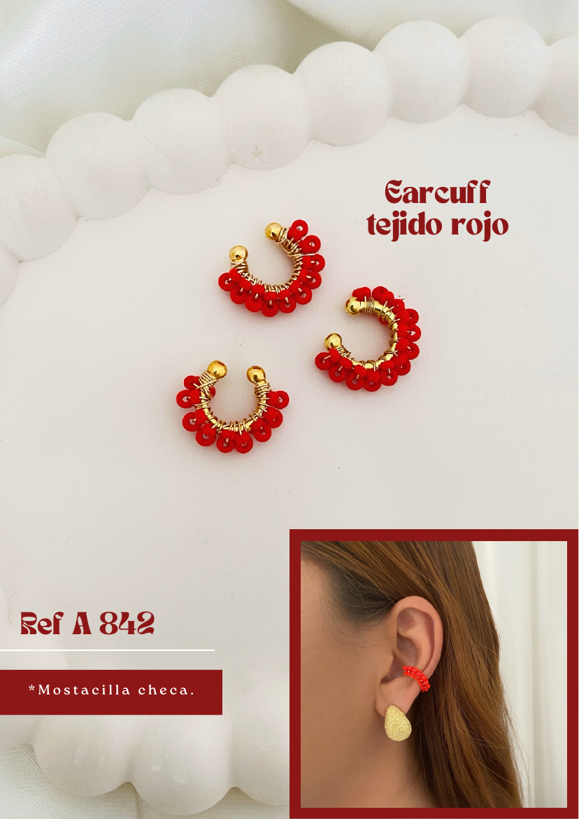 Earcuff tejido rojo