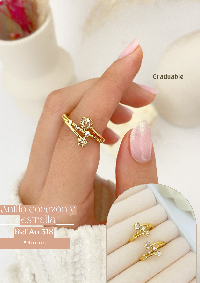Anillo corazón y estrella