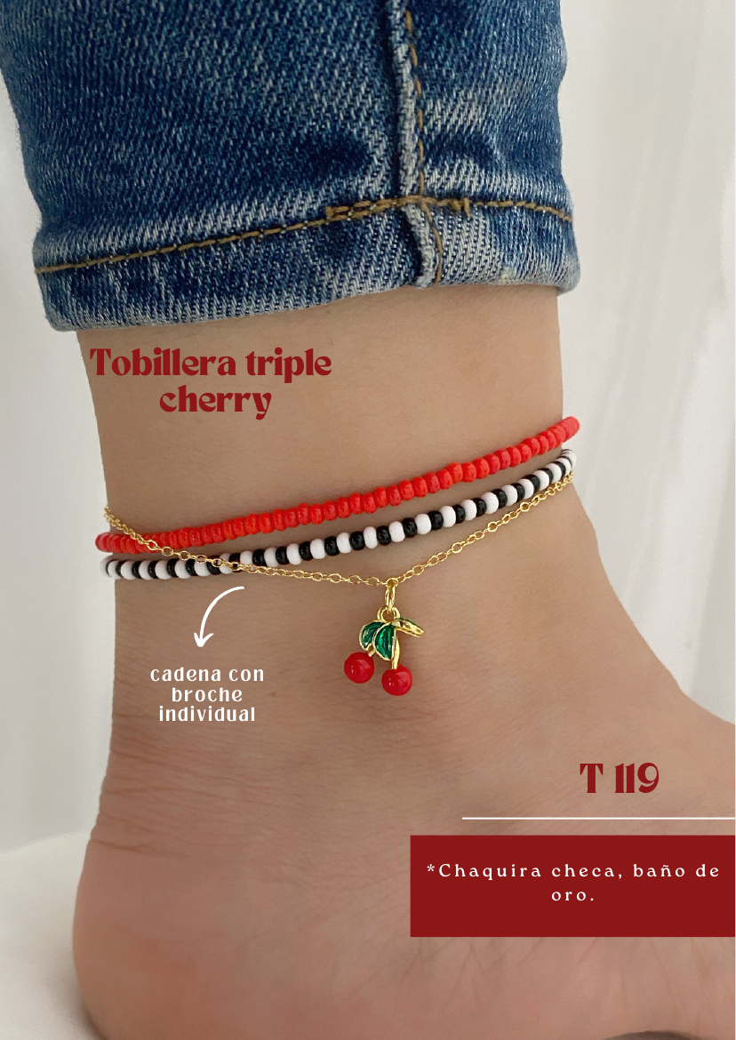 Tobillera triple cherry