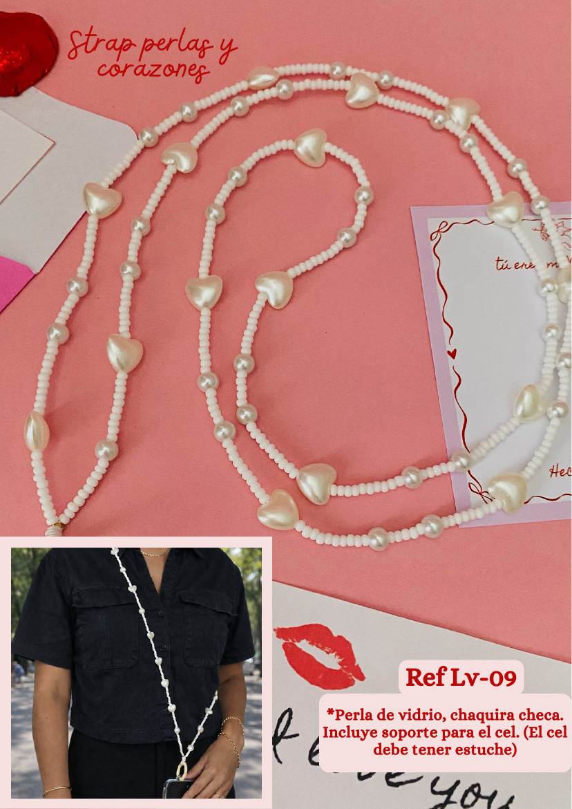 Strap perlas y corazones